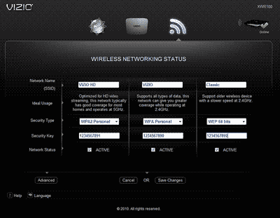 Wireless Settings Menu